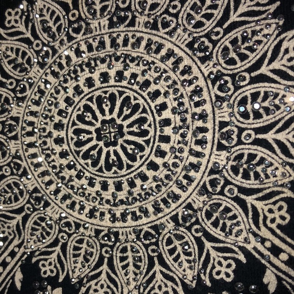 VTG Blue Canyon Handkerchief Style Top SZ L Navy Blue, Cap Sleeves, Rhinestones - Picture 8 of 8